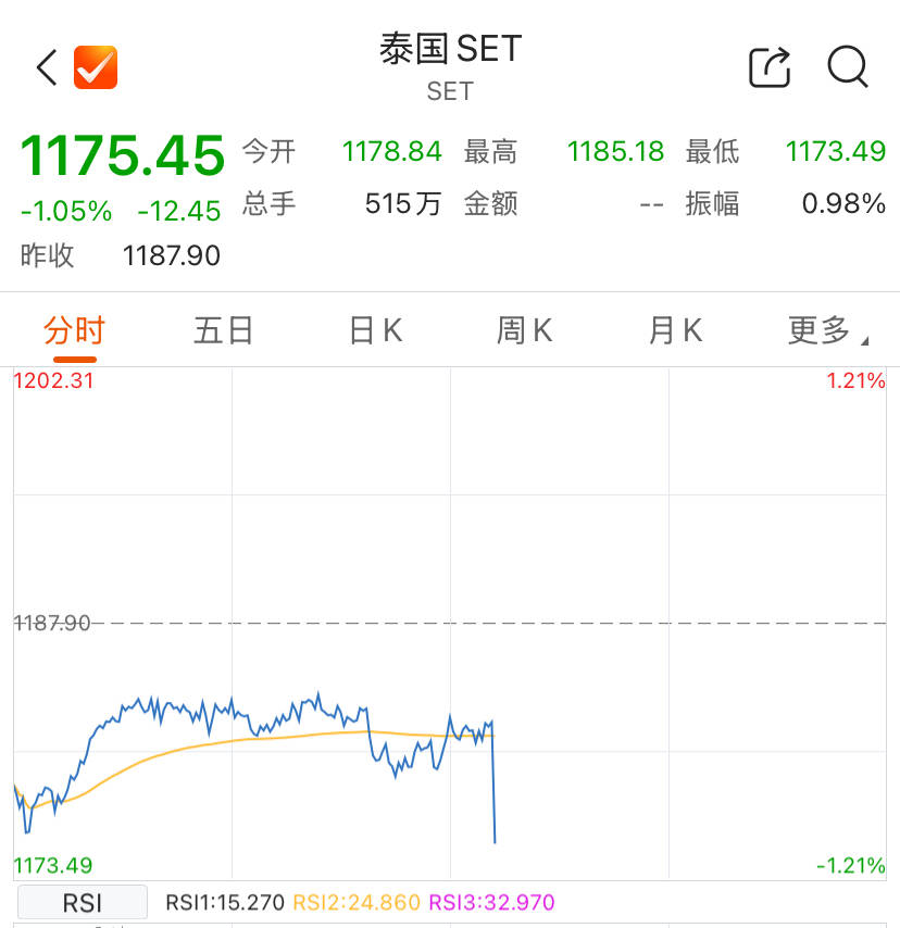 泰国证券交易所：今日下午全市场交易时段关闭